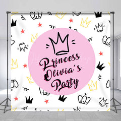 Lofaris Simple Crown Lines Princess Custom Birthday Backdrop