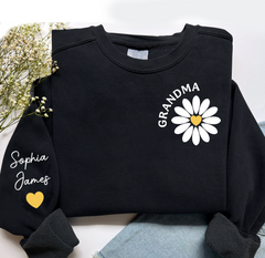 Lofaris Simple Daisy Flower Heart Grandma And Kids Sweatshirt