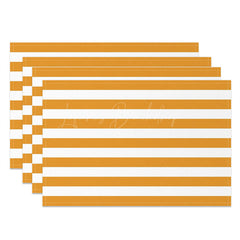 Lofaris Simple Dark Orange White Stripe Set Of 4 Placemats