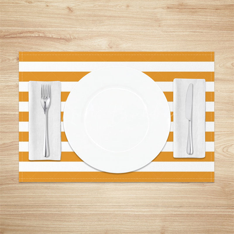 Lofaris Simple Dark Orange White Stripe Set Of 4 Placemats