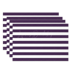 Lofaris Simple Dark Purple White Stripe Set Of 4 Placemats