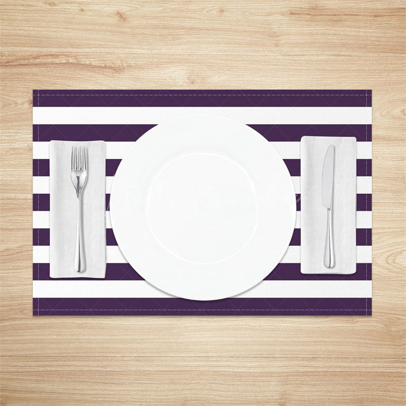 Lofaris Simple Dark Purple White Stripe Set Of 4 Placemats