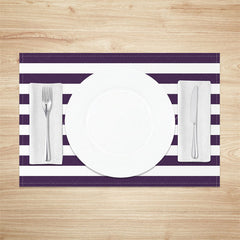 Lofaris Simple Dark Purple White Stripe Set Of 4 Placemats