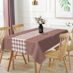 Lofaris Simple Dark Red White Checkered Rectangle Tablecloth