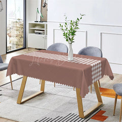 Lofaris Simple Dark Red White Checkered Rectangle Tablecloth