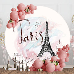 Lofaris Simple Drawing Paris Eiffel Tower Round Backdrop