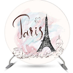 Lofaris Simple Drawing Paris Eiffel Tower Round Backdrop