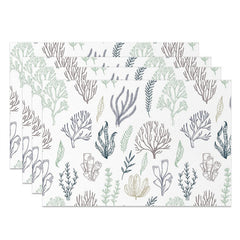 Lofaris Simple Drawing Trees Leaves White Set Of 4 Placemats