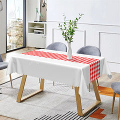 Lofaris Simple Elegant Red White Plaid Rectangle Tablecloth