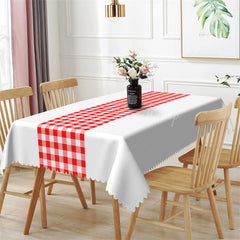 Lofaris Simple Elegant Red White Plaid Rectangle Tablecloth