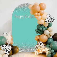 Lofaris Simple Glitter Diamond Blue Happy Birthday Arch Backdrop