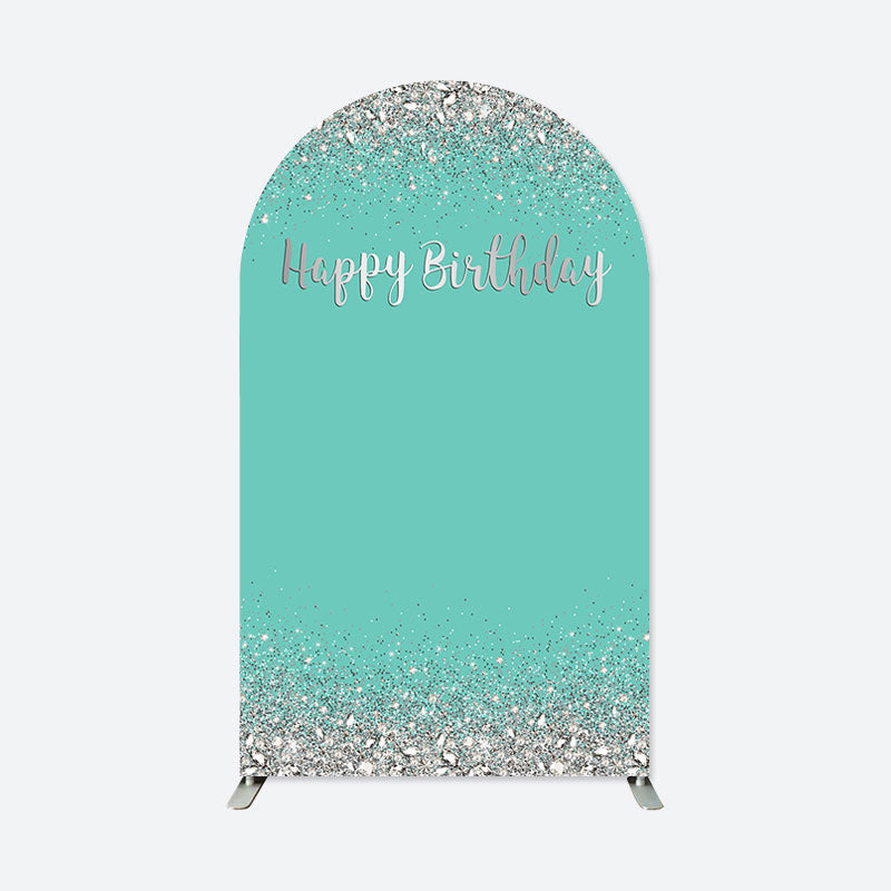 Lofaris Simple Glitter Diamond Blue Happy Birthday Arch Backdrop