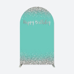 Lofaris Simple Glitter Diamond Blue Happy Birthday Arch Backdrop