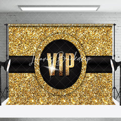 Lofaris Simple Gold Glitter Black Belt VIP Party Backdrop