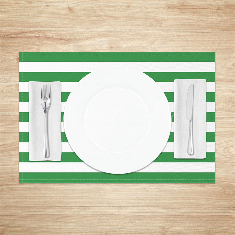 Lofaris Simple Green White Stripe Dining Set Of 4 Placemats