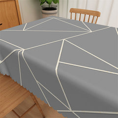 Lofaris Simple Grey Geometric Lines Rectangle Tablecloth