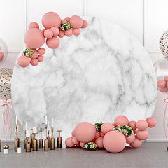 Lofaris Simple Grey White Marble Round Birthday Backdrop