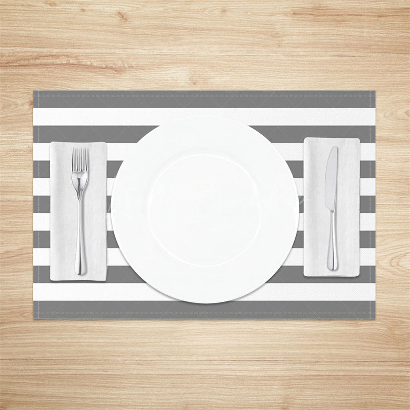 Lofaris Simple Grey White Stripe Dining Set Of 4 Placemats