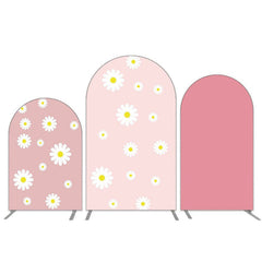 Lofaris Simple Groovy White Flowers Pink Arch Backdrop Kit