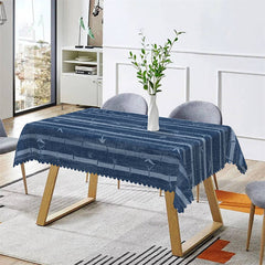 Lofaris Simple Indigo Bamboo Rectangle Tablecloth For Decor