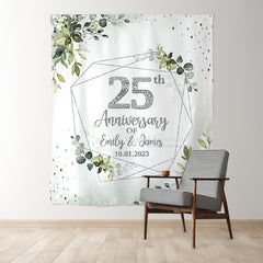 Lofaris Simple Leaves Spring Happy 25Th Anniversary Backdrop