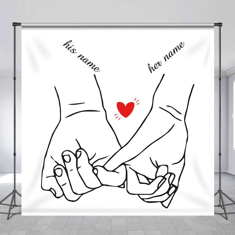 Lofaris Simple Lines Hands Custom Valentines Day Backdrop