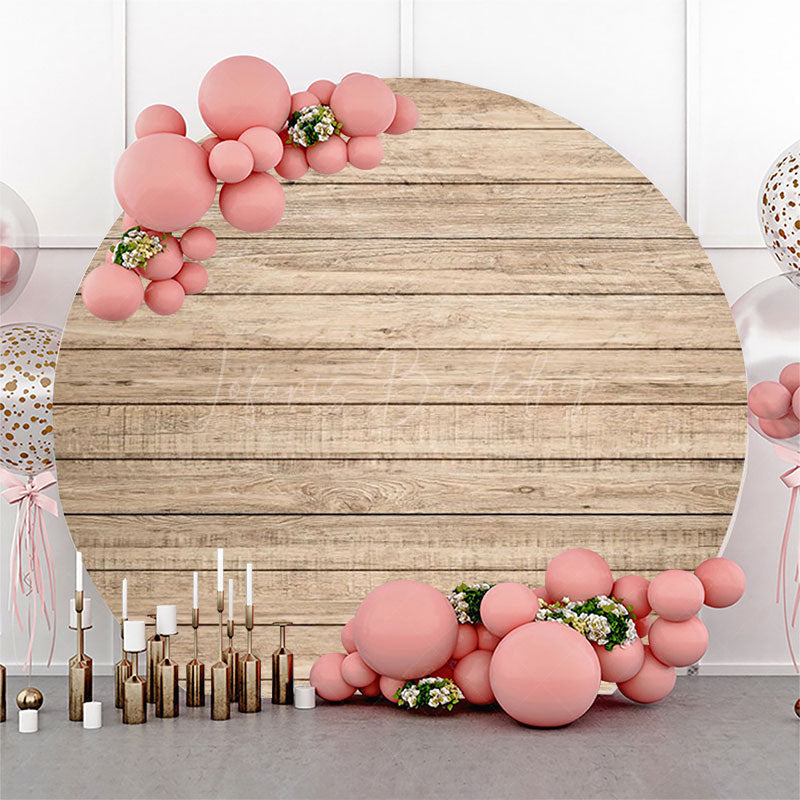 Lofaris Simple Nature Wood Wall Round Backdrop For Birthday