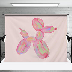 Lofaris Simple Pink Colorful Ball Dog Art Party Backdrop