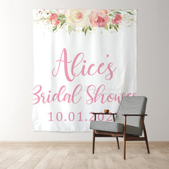 Lofaris Simple Pink White Floral Sweet Bridal Shower Backdrop