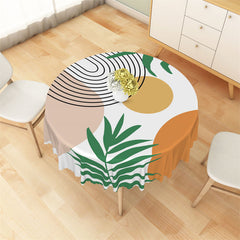 Lofaris Simple Prints Lines Monstera Boho Round Tablecloth