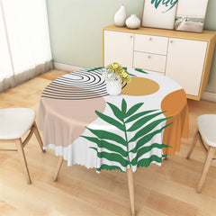 Lofaris Simple Prints Lines Monstera Boho Round Tablecloth