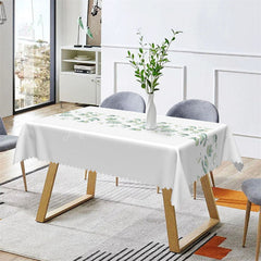 Lofaris Simple Pure White Elegant Leaves Dining Tablecloth