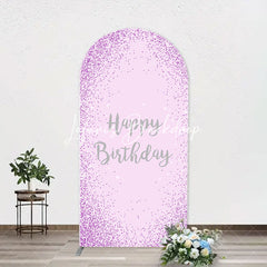 Lofaris Simple Purple Sparkling Arch Happy Birthday Backdrop