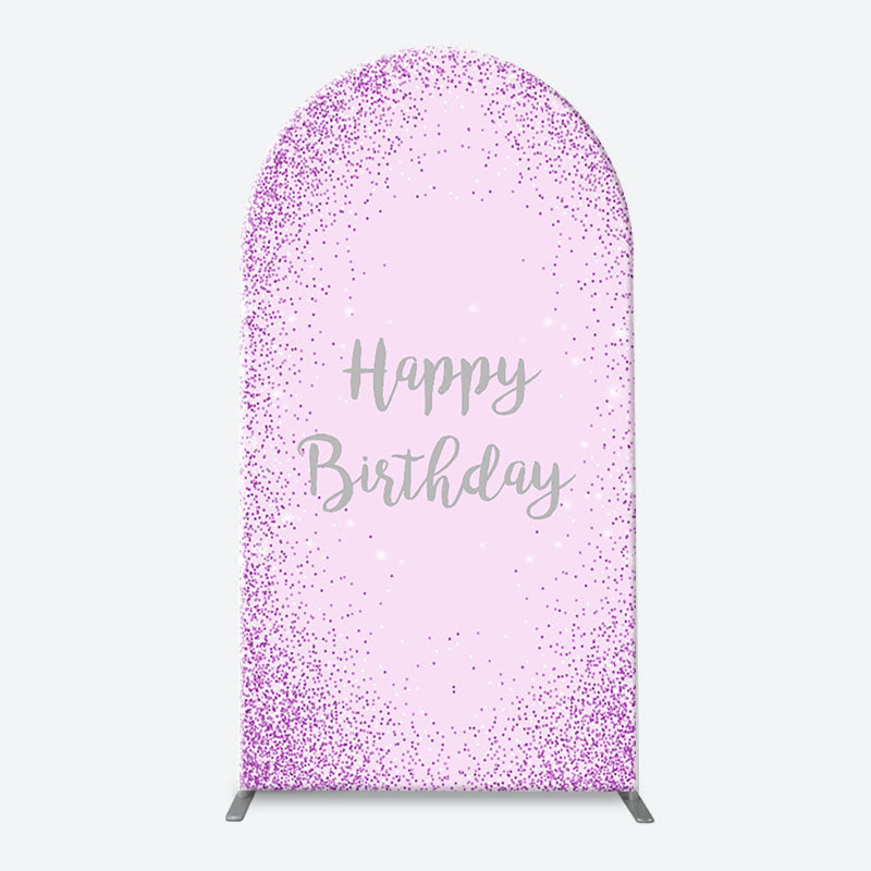 Lofaris Simple Purple Sparkling Arch Happy Birthday Backdrop