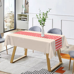 Lofaris Simple Red White Plaid Beige Rectangle Tablecloth