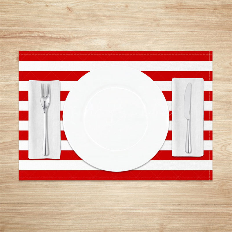 Lofaris Simple Red White Stripe Patterns Set Of 4 Placemats