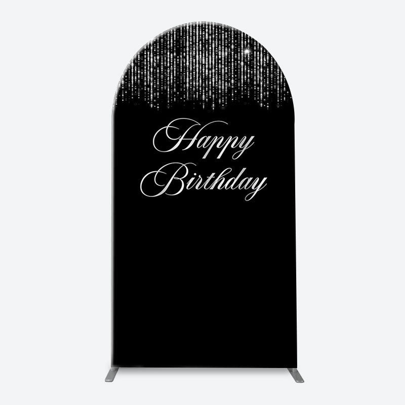 Lofaris Simple Silver Sparkling Black Arch Birthday Backdrop