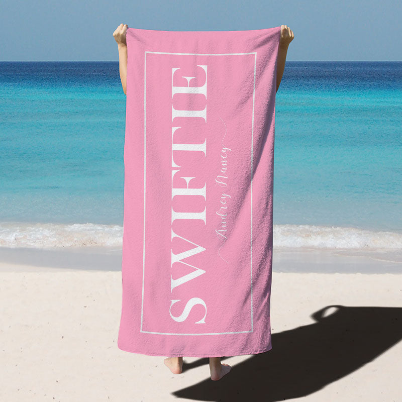 Lofaris Simple Solid Color Custom Name Pool Beach Towel