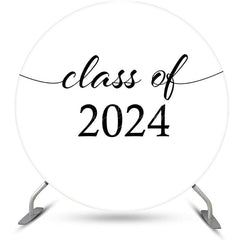 Lofaris Simple White Black Class Of 2024 Round Grad Backdrop