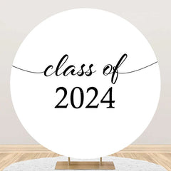 Lofaris Simple White Black Class Of 2024 Round Grad Backdrop