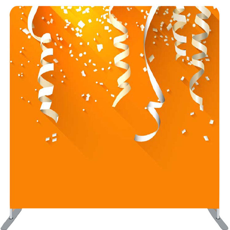 Lofaris Simple White Ribbon Orange Fabric Backdrop For Birthday