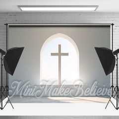 Lofaris Simple White Wall Easter Cross Backdrop Photo Shoot