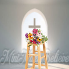 Lofaris Simple White Wall Easter Cross Backdrop Photo Shoot