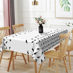 Lofaris Simple Wires Birds Pattern White Dining Tablecloth