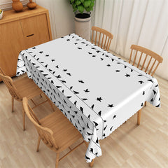 Lofaris Simple Wires Birds Pattern White Dining Tablecloth