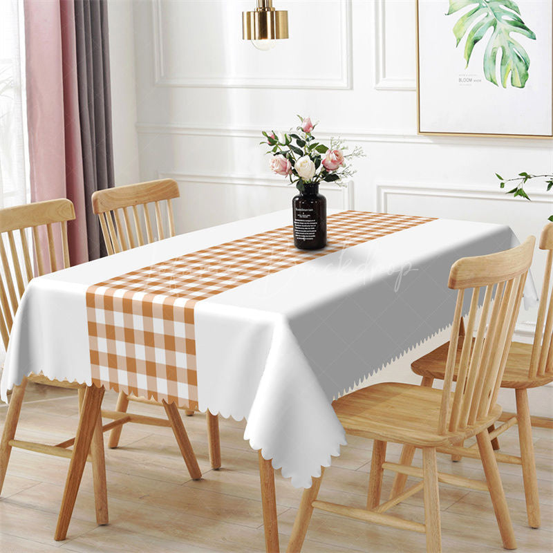 Lofaris Simple Yellow White Plaid Party Rectangle Tablecloth