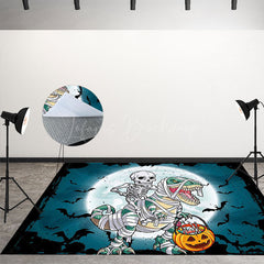 Lofaris Skeleton Dinosaur Halloween Fabric Floor Backdrop