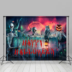 Lofaris Skeleton Eagle Horror Moon Happy Halloween Night Backdrop