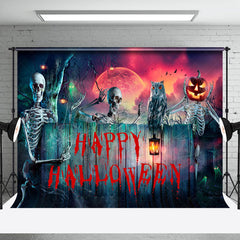 Lofaris Skeleton Eagle Horror Moon Happy Halloween Night Backdrop