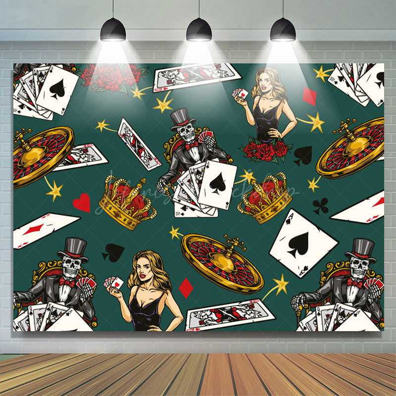 Lofaris Skeleton In Suit Blonde Casino Birthday Backdrop